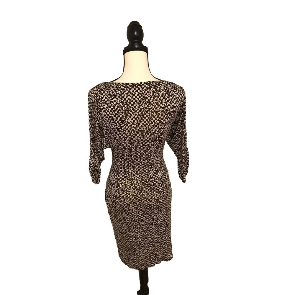 Anthropologie Weston Wear Black Beige Print Empire Waist Pocket Dress S - Picture 3 of 8